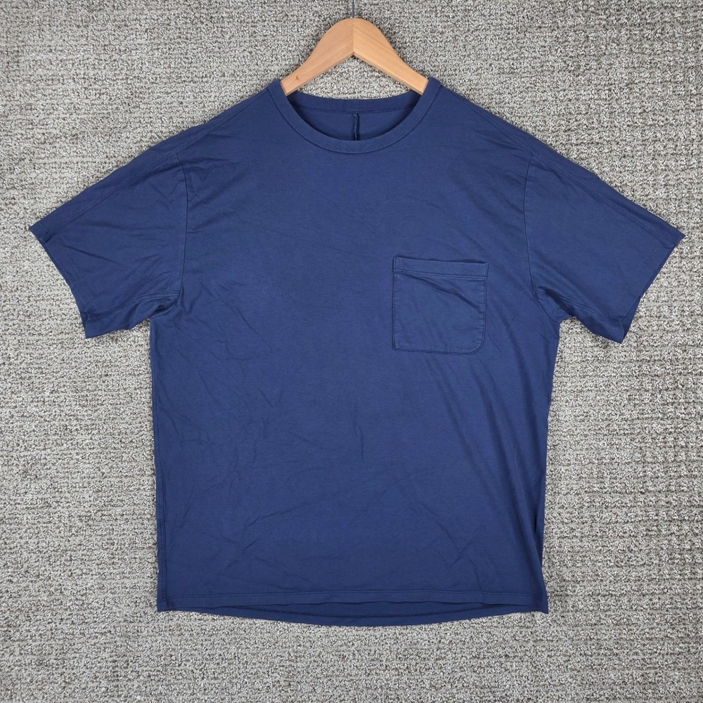 Lululemon Mens Fundamental Pocket T-Shirt Blue Short Sleeve Crew Neck Tee XL
